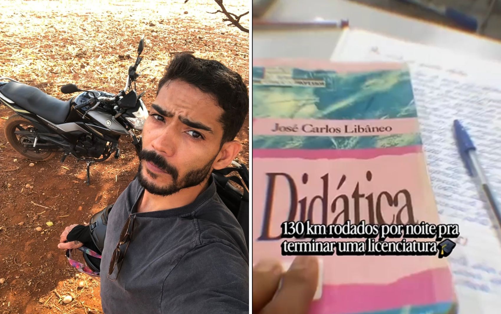 Estudante percorre quase 130 km de moto para conseguir chegar à universidade e lutar pelo sonho do diploma: 'Sem reclamar'