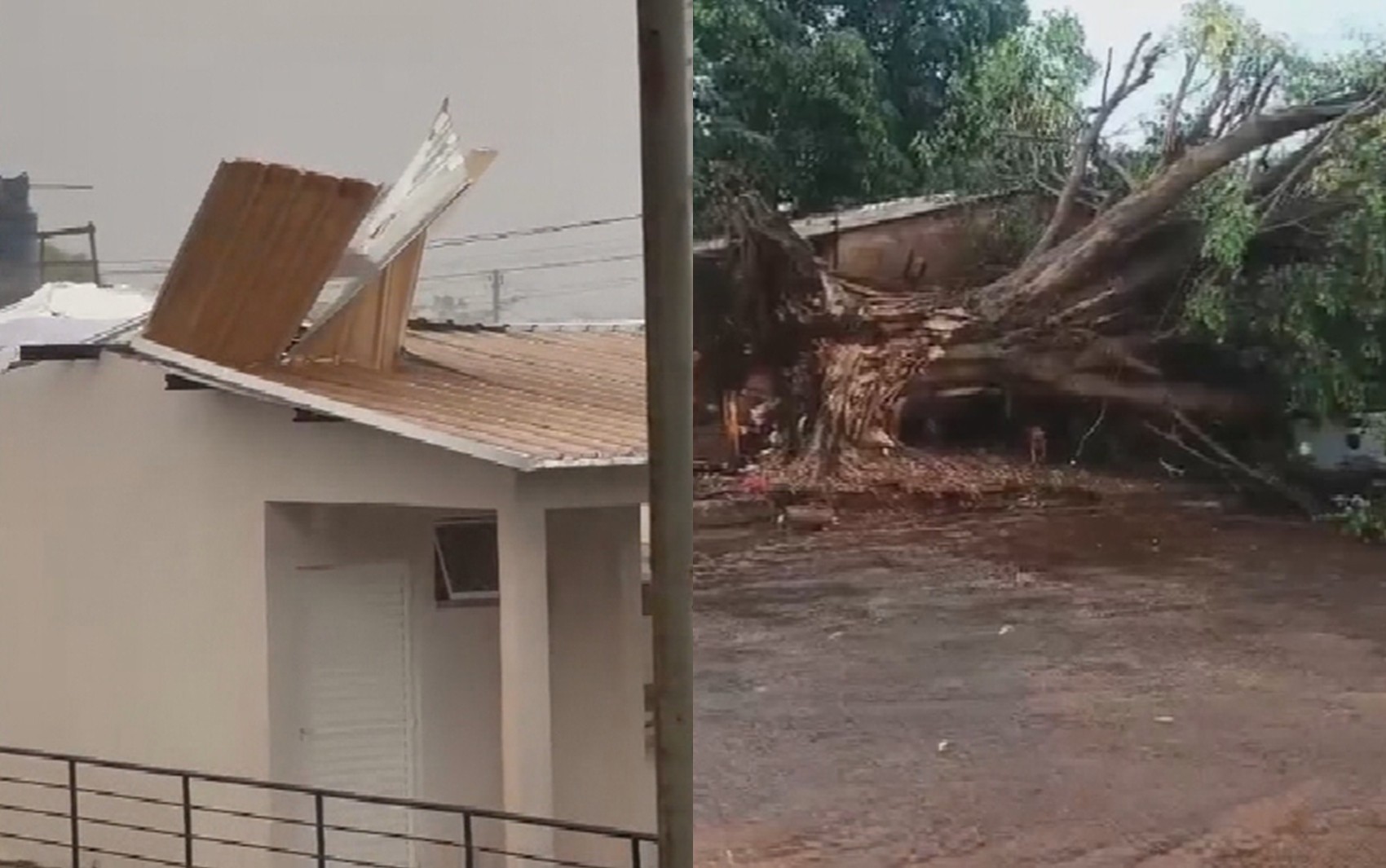 Temporal e ventos fortes causam estragos no sul e sudoeste de Goiás; vídeos