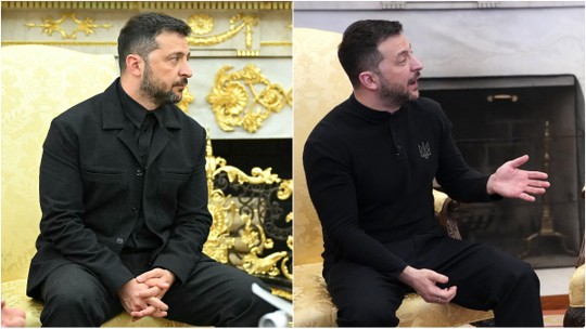 Após alerta da Casa Branca, Zelensky usa roupa formal, mas sem gravata, e ganha elogio de Trump