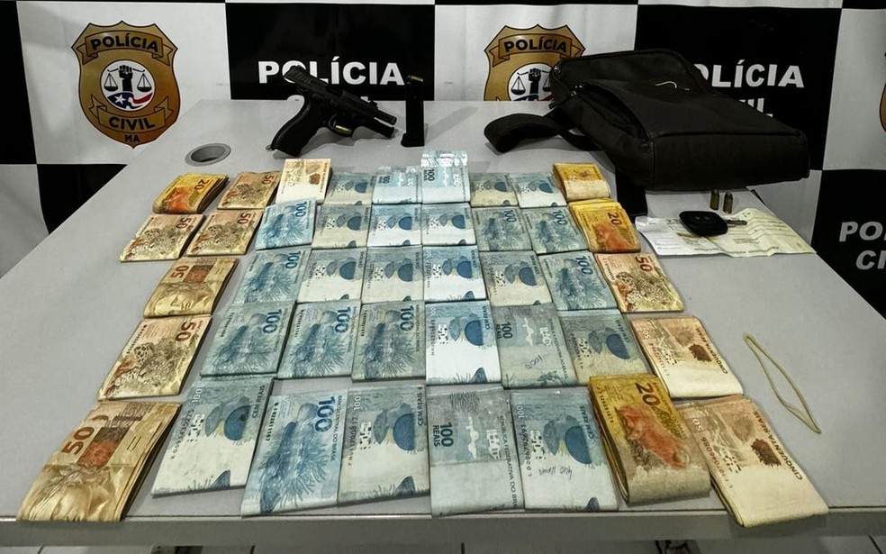 Três homens foram presos em flagrante na tarde dessa segunda-feira (6), após praticarem o crime de roubo circunstanciado, conhecido como “saidinha bancária” — Foto: Divulgação/Polícia Civil do Maranhão