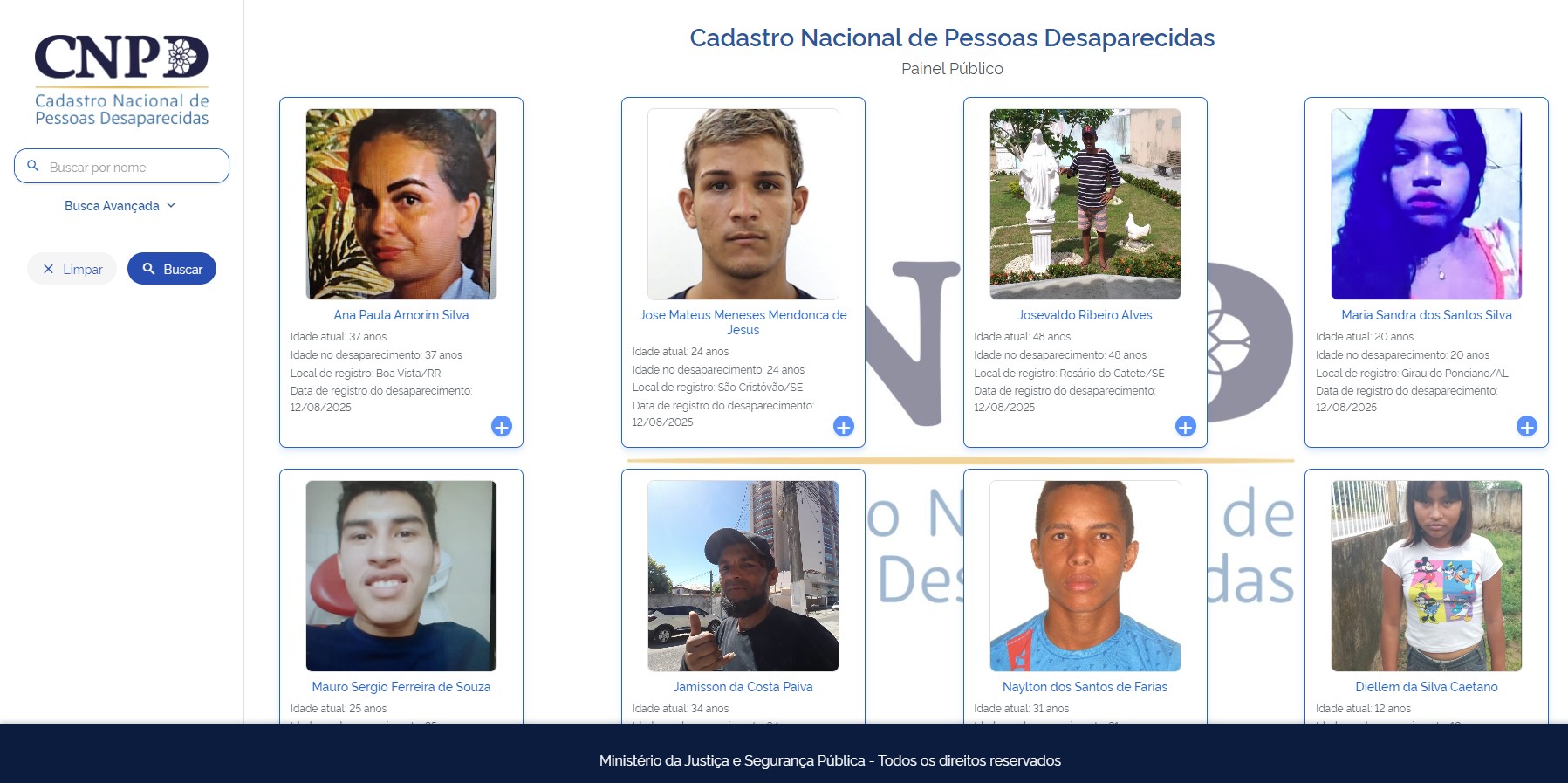 Ministério da Justiça lança portal que unifica dados de pessoas desaparecidas para facilitar buscas