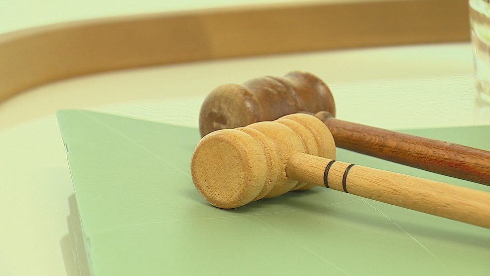 Martelos usados em leilão de carros no Rio Grande do Sul — Foto: Reprodução/RBS TV