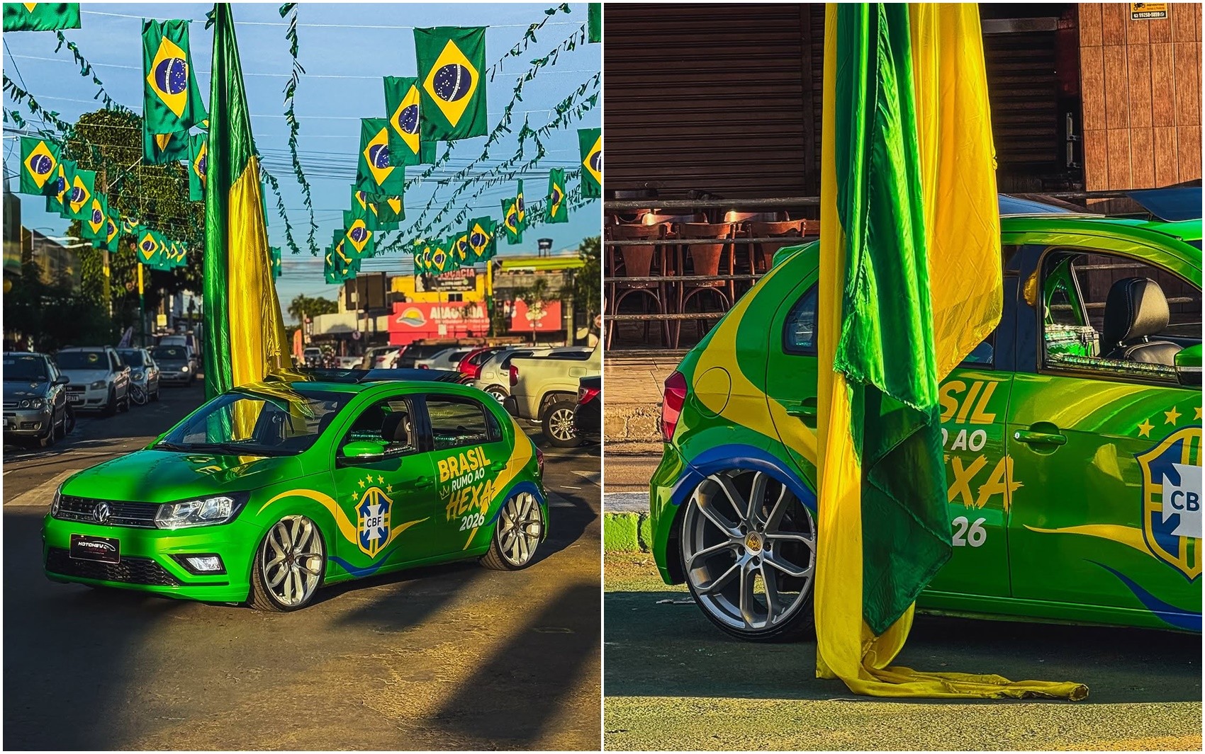 Carro do hexa chama atenção em ruas de Goiás