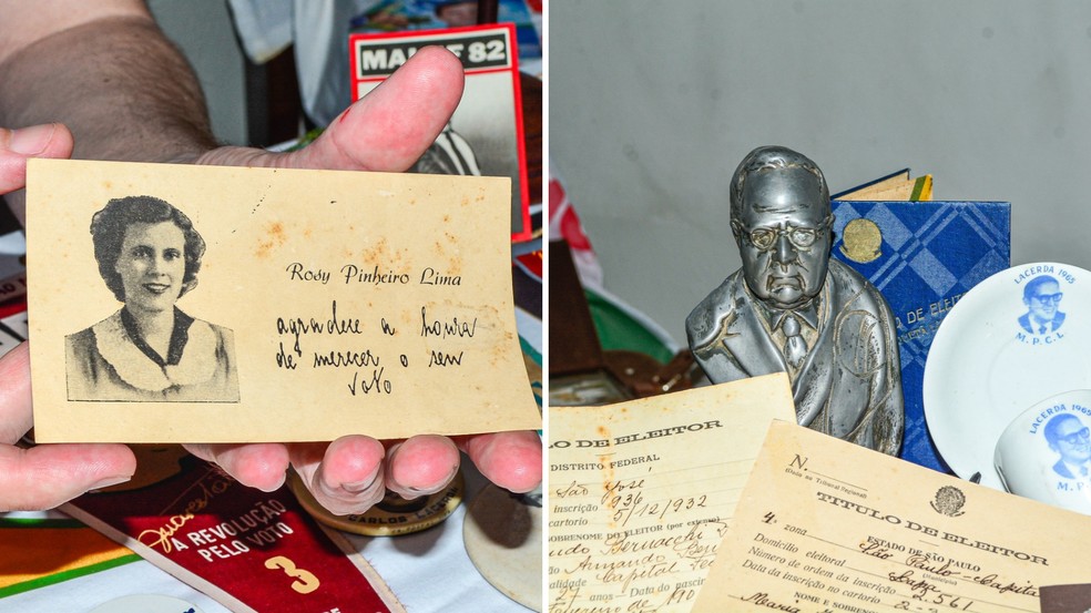 Paranaense coleciona itens de eleições dos últimos 100 anos — Foto: Arquivo pessoal