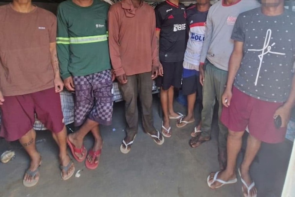 Trabalhadores resgatados em situação análoga a escravidão em fazenda de Mato Grosso — Foto: Reprodução