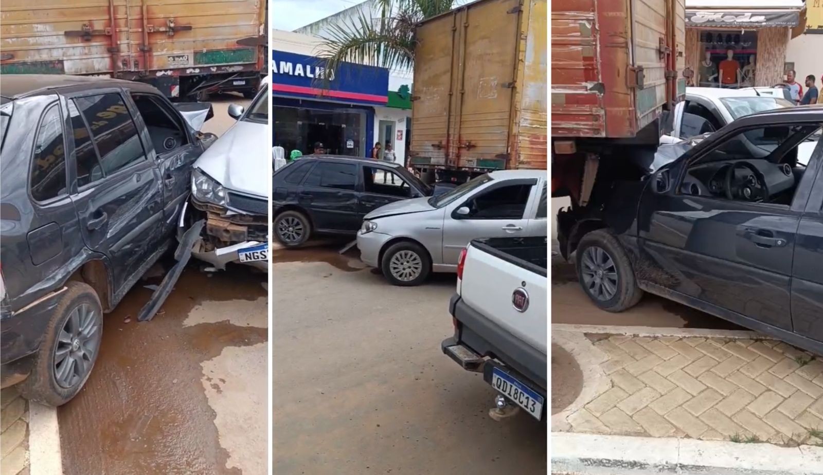 Vídeo mostra momento em que caminhão desce desgovernado e atinge veículos em MG