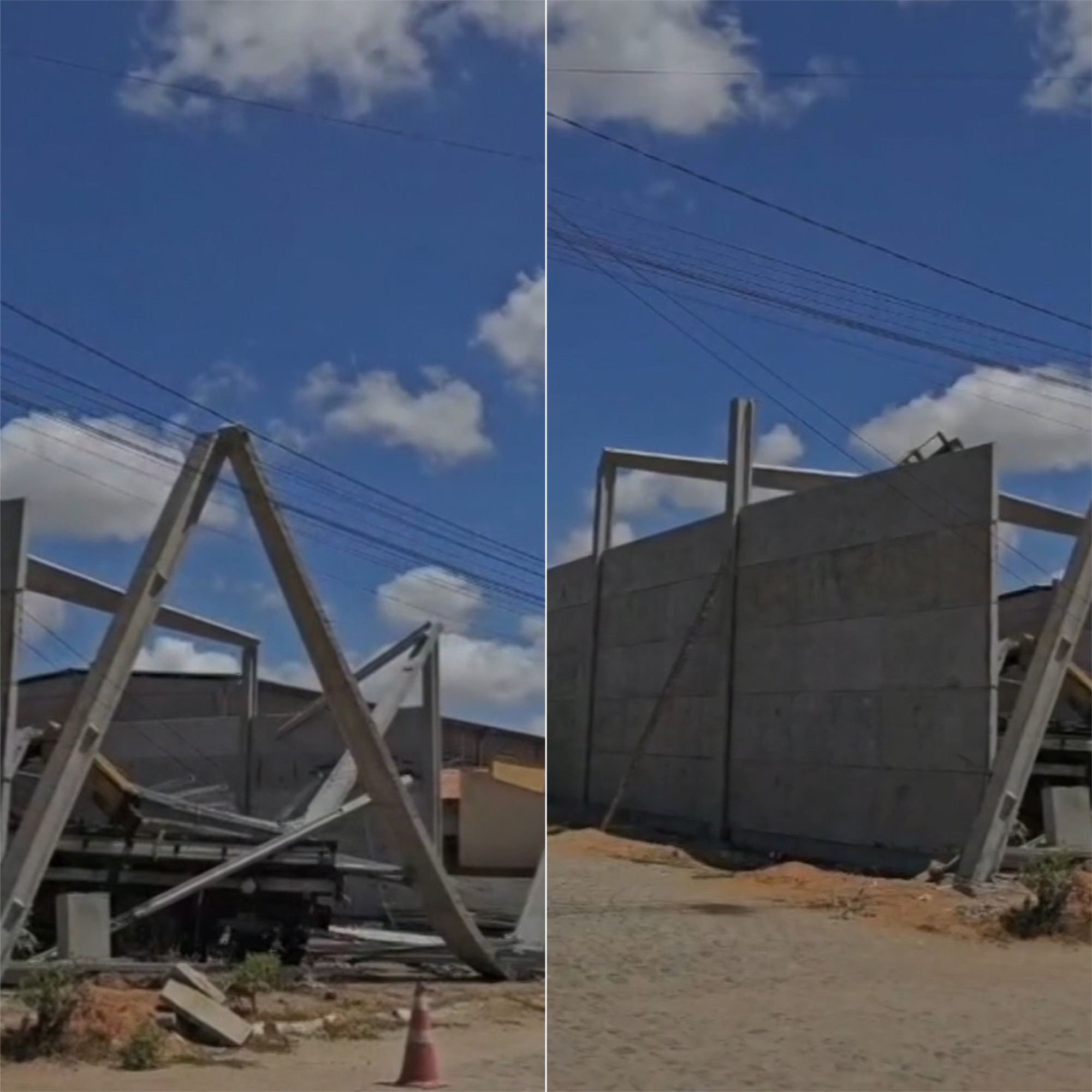 Galpão desaba durante obra na Grande Natal