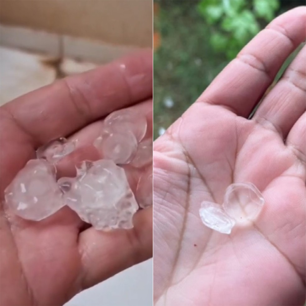 Chuva de granizo no Rio Grande do Norte — Foto: Reprodução/Inter TV Cabugi