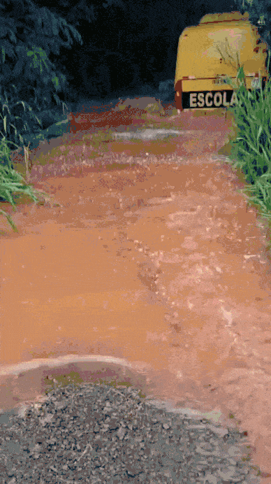 VÍDEO: ônibus escolar fica 'ilhado' em enchente no Paraná