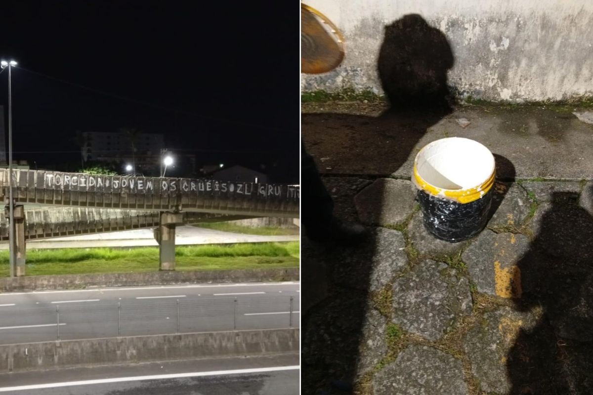 Grupo é preso após pichação ligada à Torcida Jovem em passarela no litoral de SP