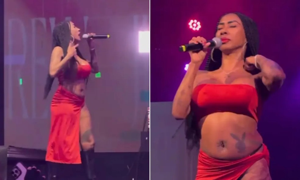 Inês Brasil se revolta após ter microfone desligado durante show na Bahia. — Foto: Reprodução/Redes Sociais