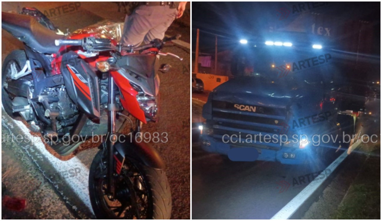Motociclista de 27 anos morre em acidente com caminhão na Rodovia Washington Luís