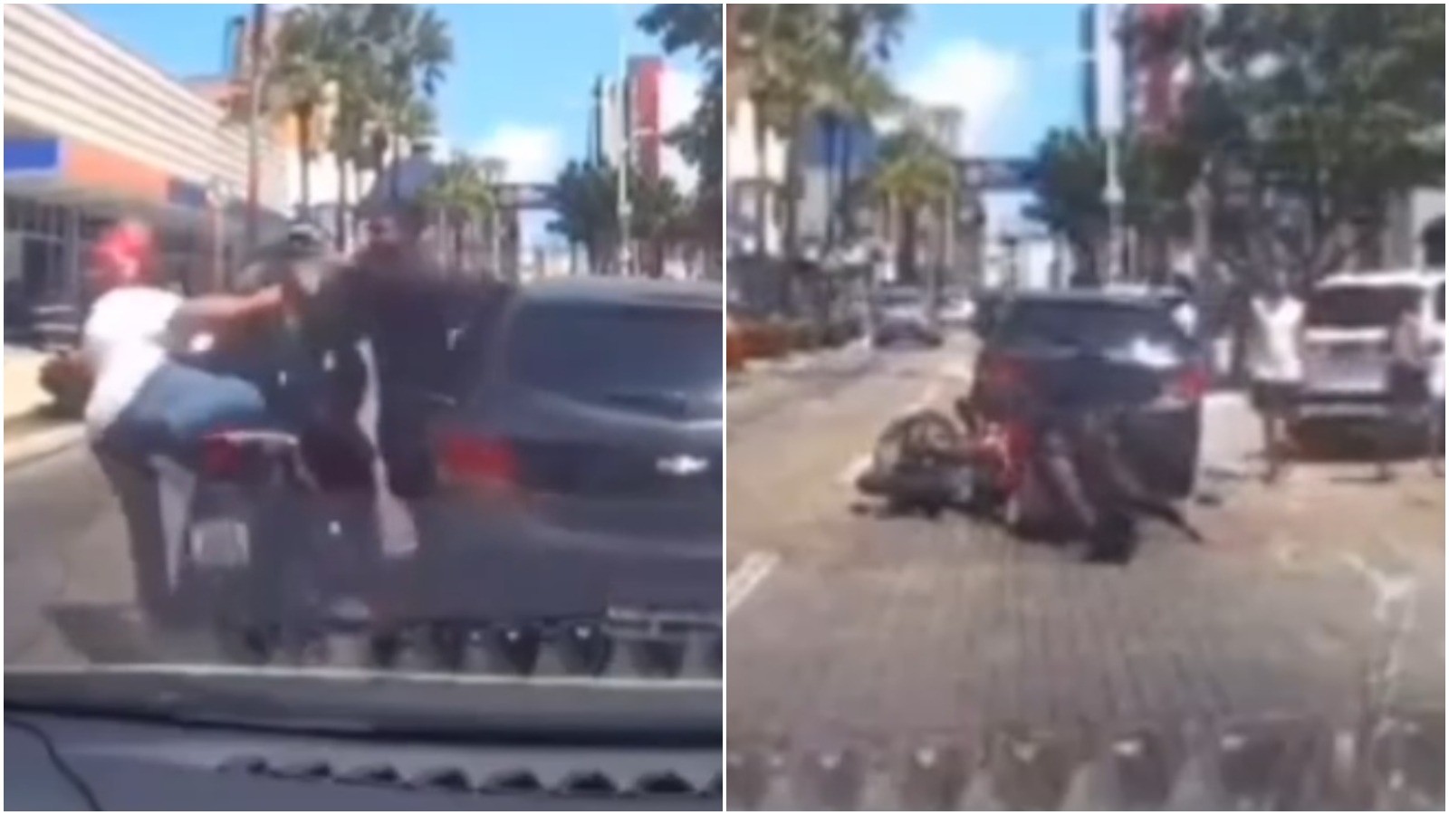 Motorista e motociclista batem boca e trocam socos no trânsito de Fortaleza; vídeo