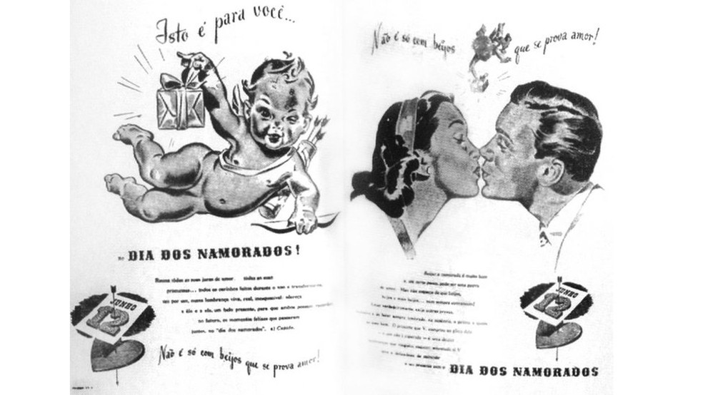 Slogan de propaganda do Dia dos Namorados criada por João Doria — Foto: TEXTO DE JOÃO DORIA, ARTE DE FRITZ LESSIN