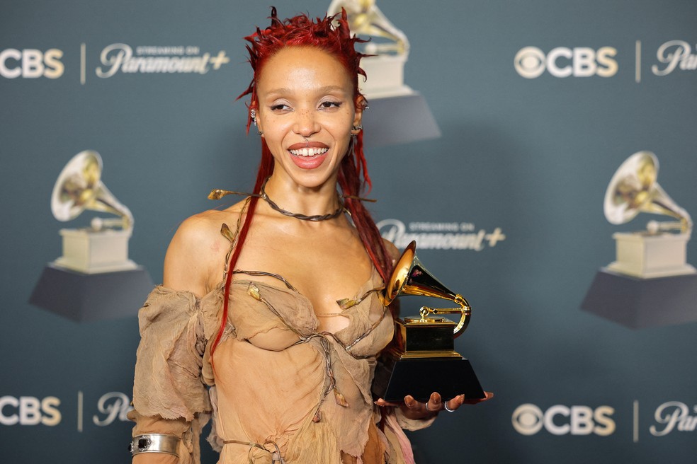 FKA Twigs leva Grammy de melhor álbum de dance/eletrônica por "EUSEXUA" — Foto: REUTERS/Mike Blake