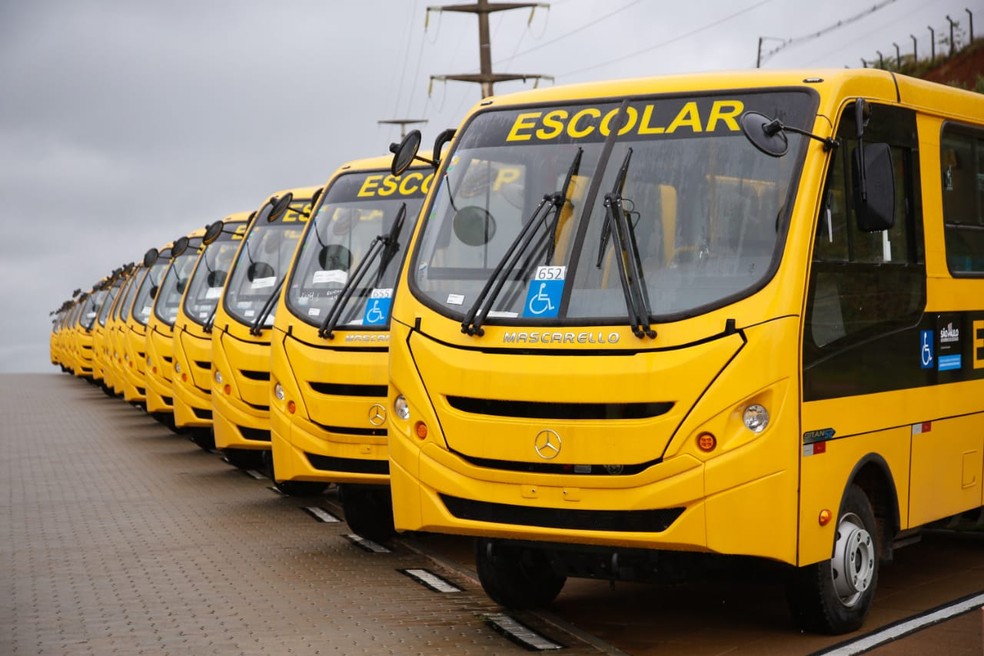 Frota de ônibus escolar — Foto: Reprodução/Secretaria da Educação do Estado de SP