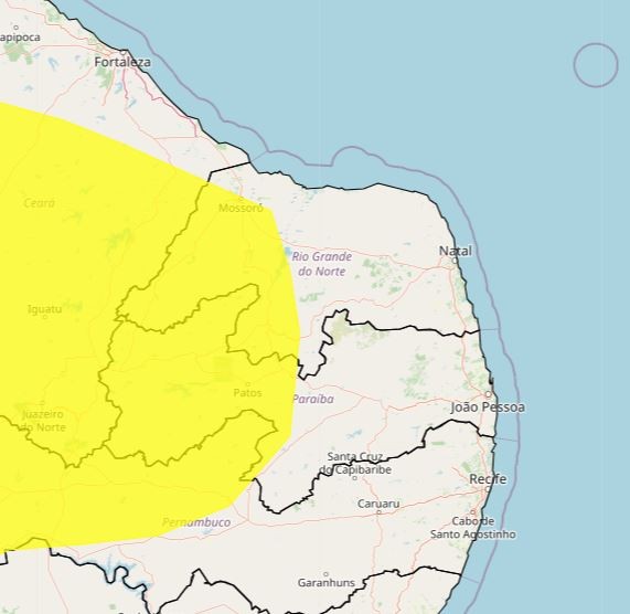 Inmet alerta para baixa umidade em 68 cidades do RN; veja lista