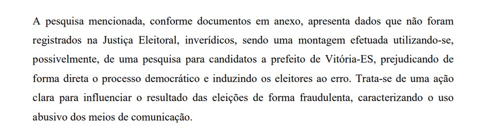 Trecho de ação do Ministério Público Eleitoral contra prefeito eleito Ronan Fisioterapeuta (PL) de Santa Maria de Jetibá, no Espírito Santo. — Foto: Reprodução