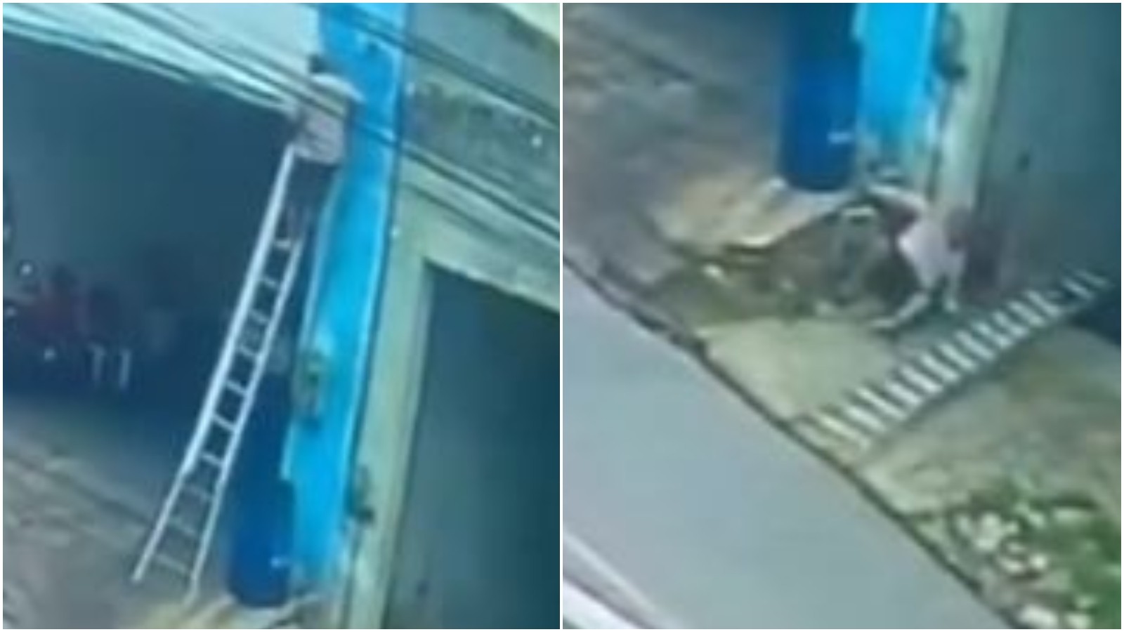 Homem cai do alto de escada e fratura a perna após carro arrastar fiação caída na via no Ceará; vídeo