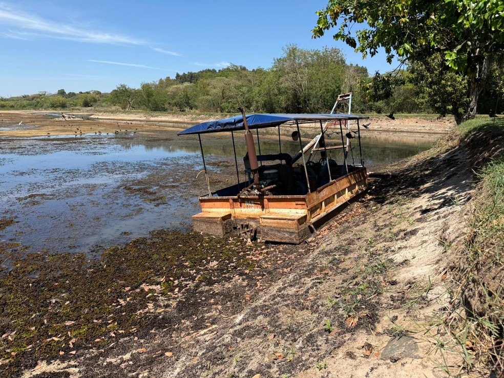 Lagoa de captação do Rio Batalha em setembro de 2025 — Foto: Gabriel Pelosi/TV TEM