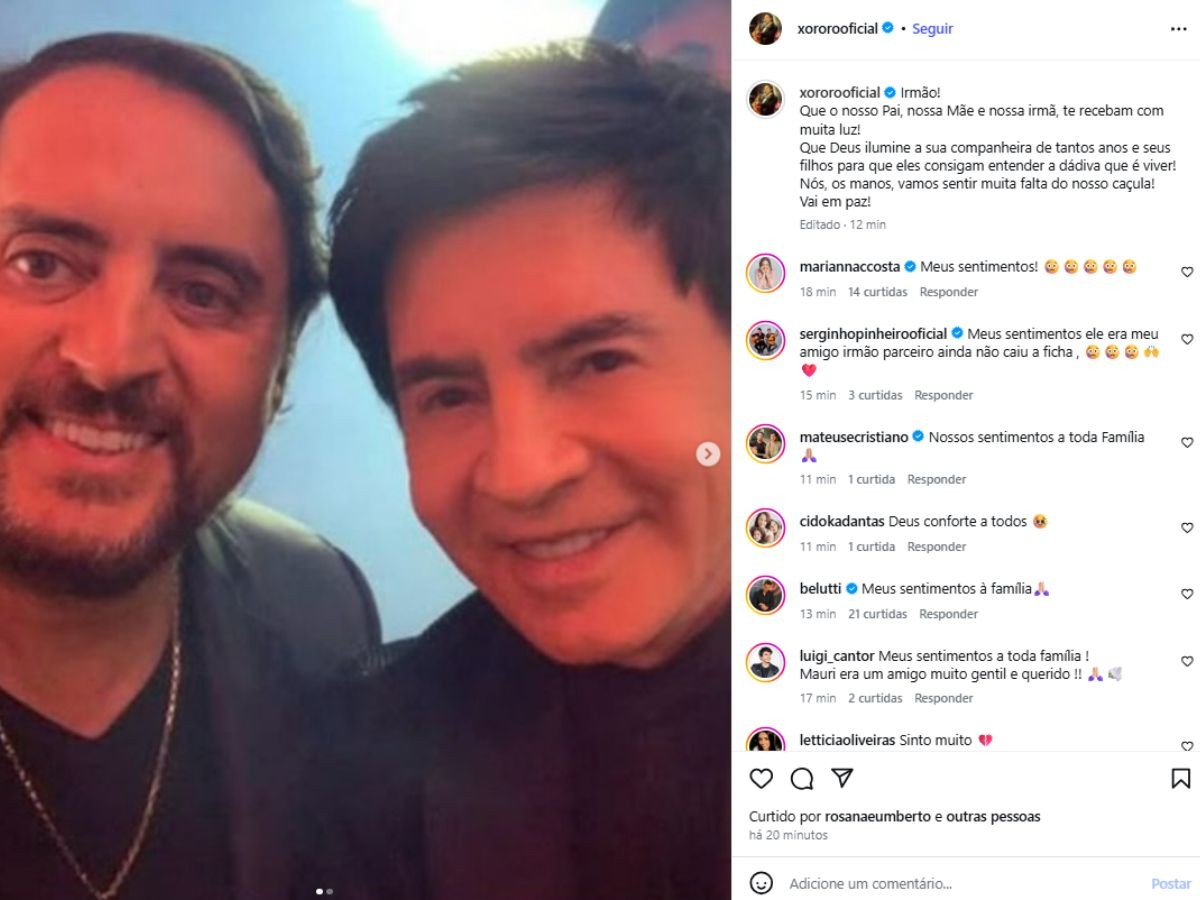 Xororó se despede de Mauri Lima, irmão morto em acidente: 'Vamos sentir muita falta do nosso caçula'