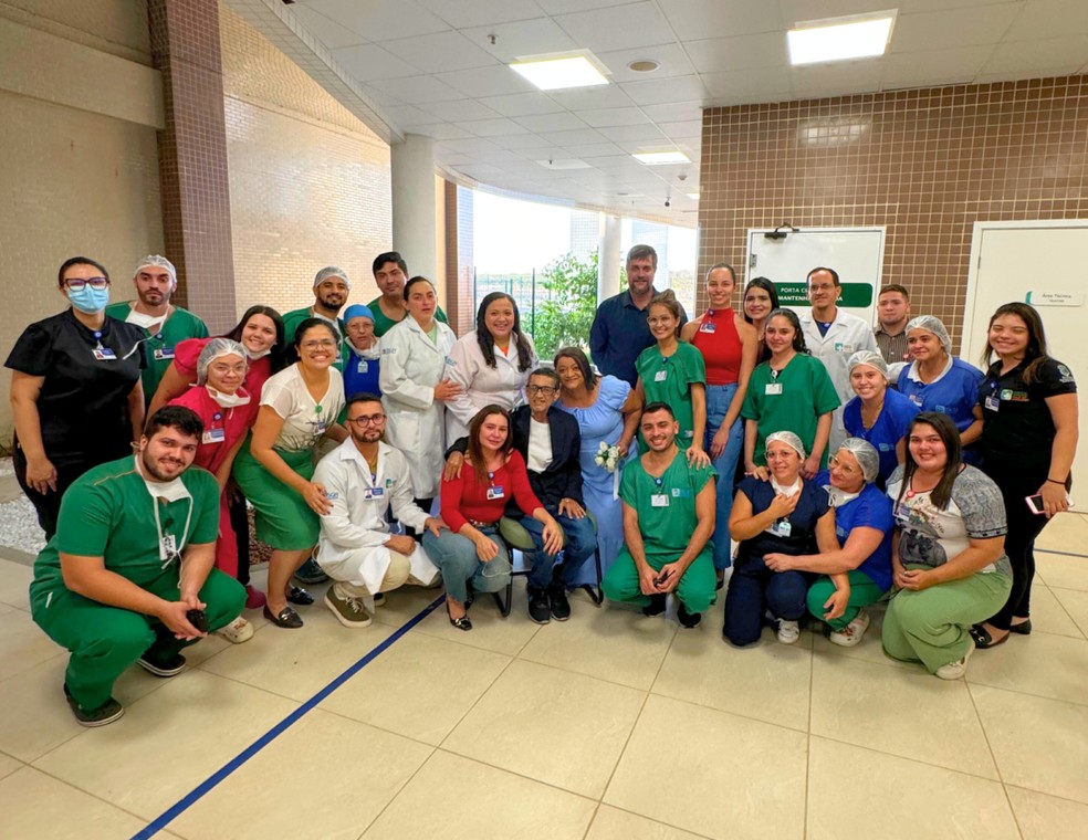 Profissionais do HRVJ participaram da cerimônia. — Foto: Joelton Barboza/SESA