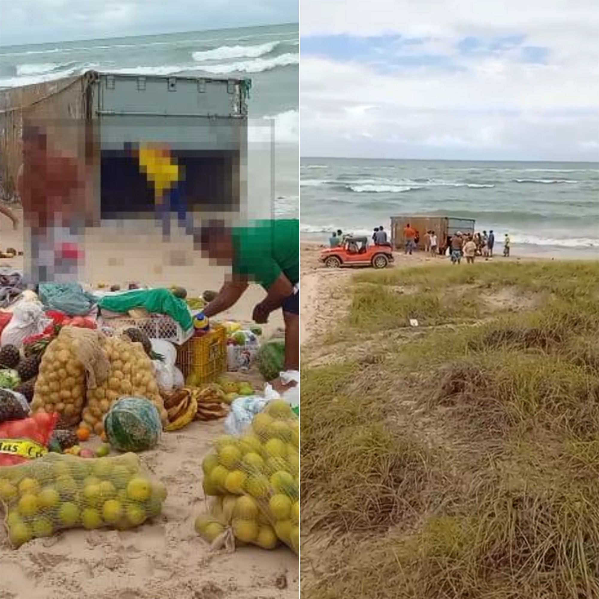 Contêiner encalha com alimentos e bebidas na Grande Natal; órgãos alertam para vazamento de óleo