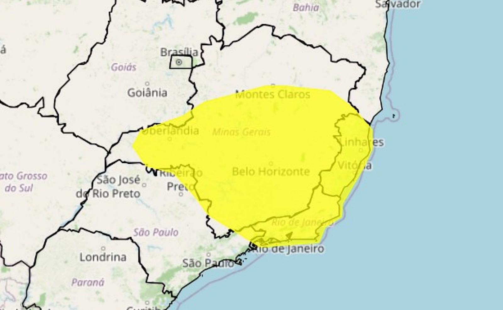Inmet alerta para risco de chuva forte e com ventos no Sul de Minas