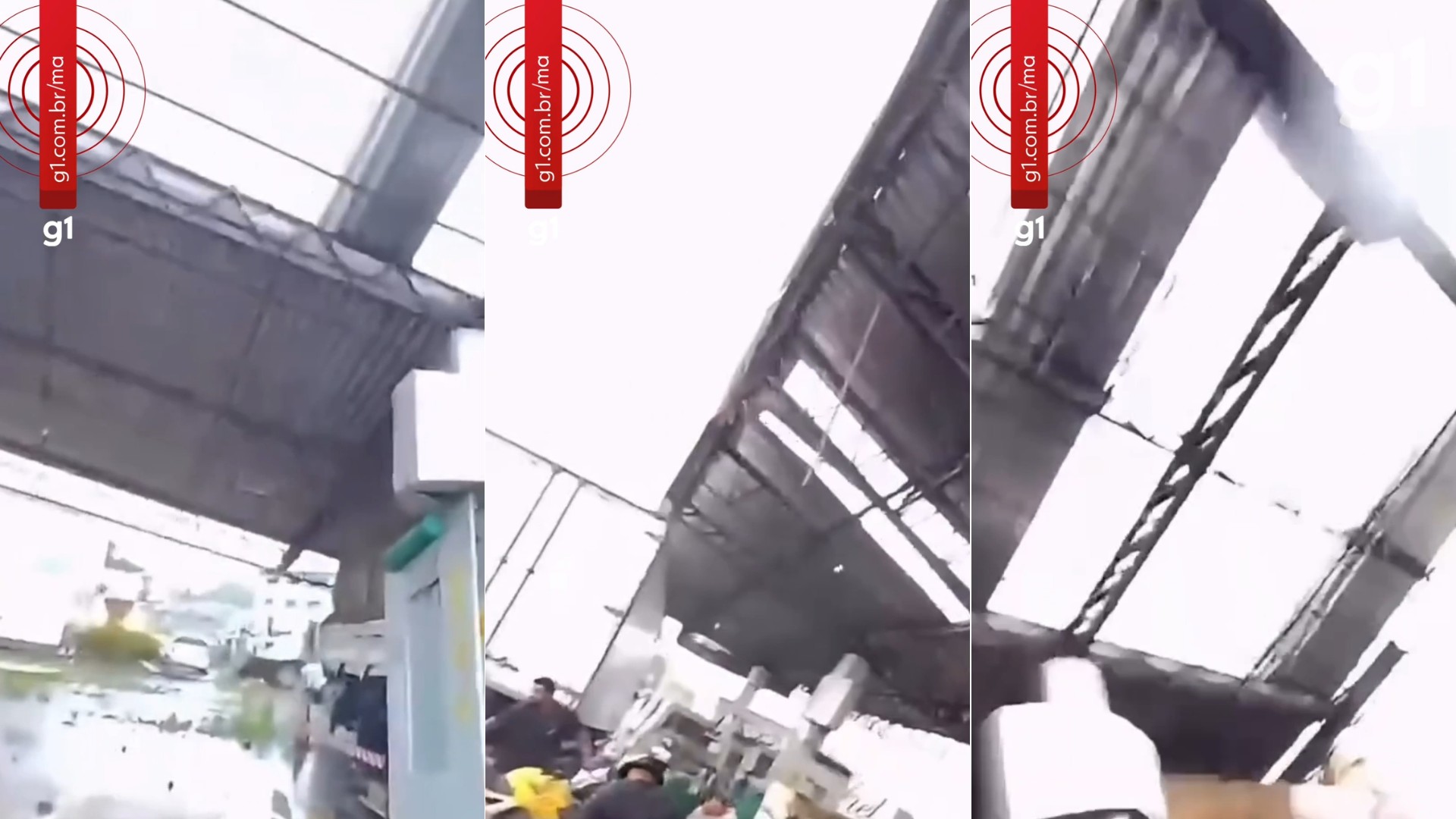 VÍDEO: Parte do teto de posto de combustível é arrancado durante ventania em São Luís