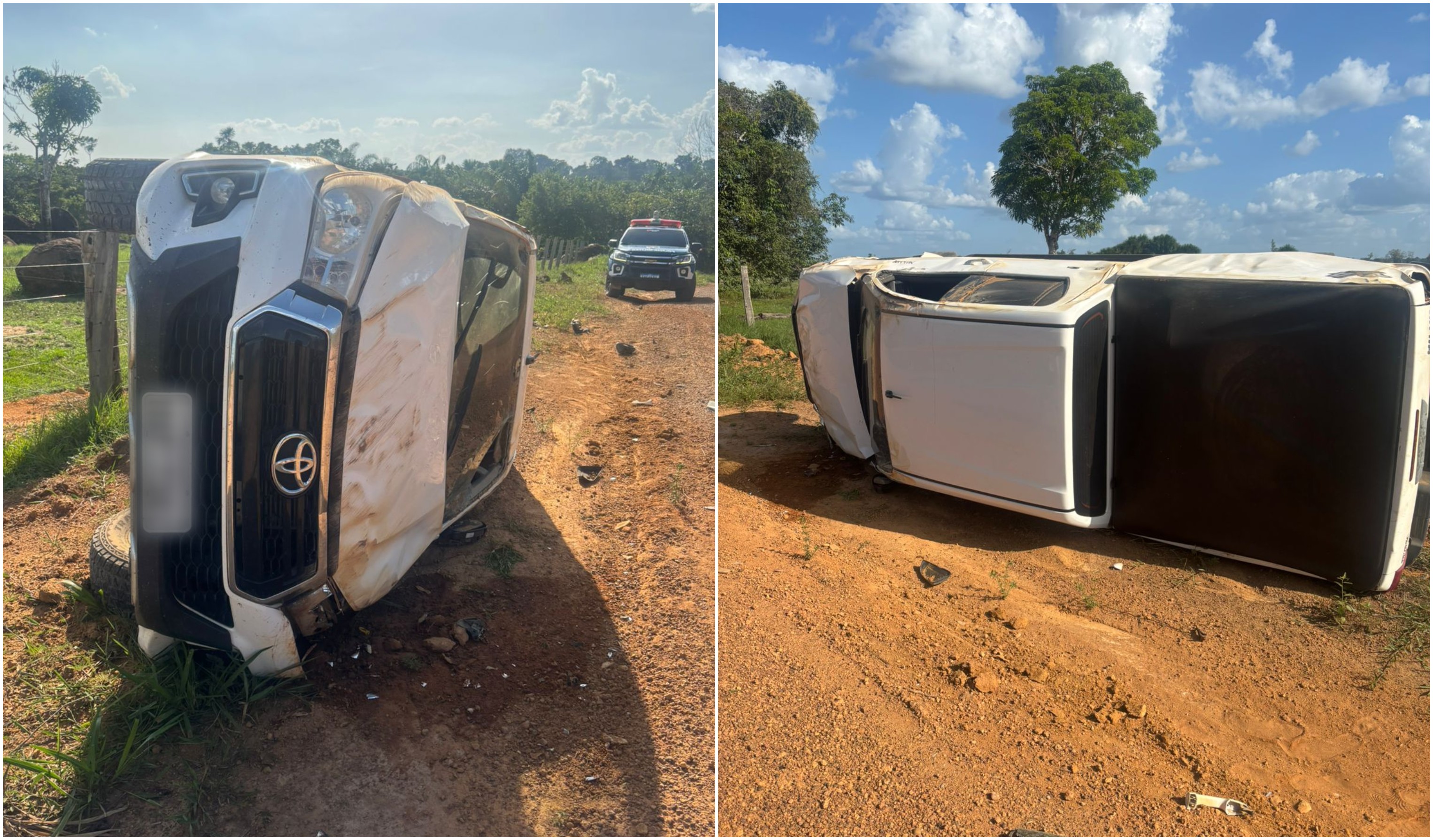 Trio invade casa, amarra idoso, rouba veículo e capota durante fuga no Sul de RR