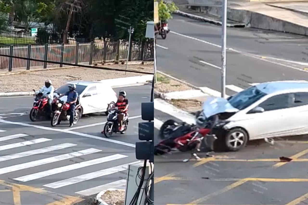 Novo vídeo mostra momento em que motociclista parado no sinal é atropelado e morto em Teresina