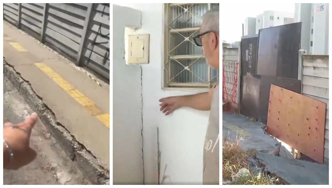 Rua inclina e casas ficam com rachaduras após construção de condomínio na Grande BH