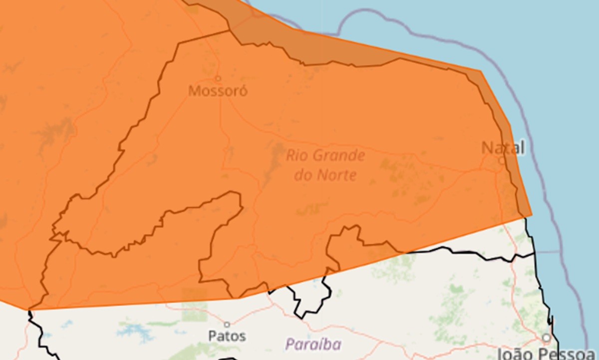 Alerta laranja: Inmet publica novo aviso de chuvas intensas no RN nesta segunda-feira (17)