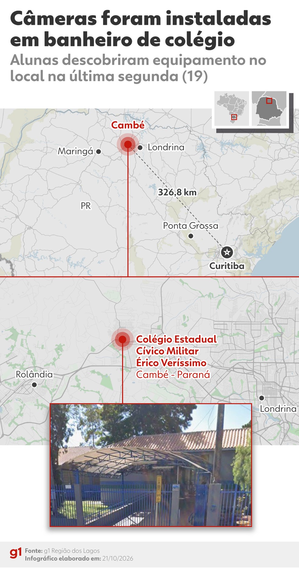 Infogr&aacute;fico: C&acirc;meras foram instaladas em banheiro de col&eacute;gio &mdash; Foto: Artes/g1