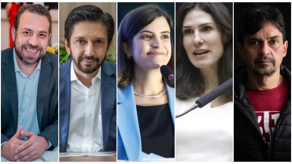 Os outros cinco pré-candidatos à prefeitura de São Paulo em 2024 já confirmados pelos respectivos partidos. — Foto: Montagem/g1/Divulgação — Foto: Montagem/g1/Divulgação