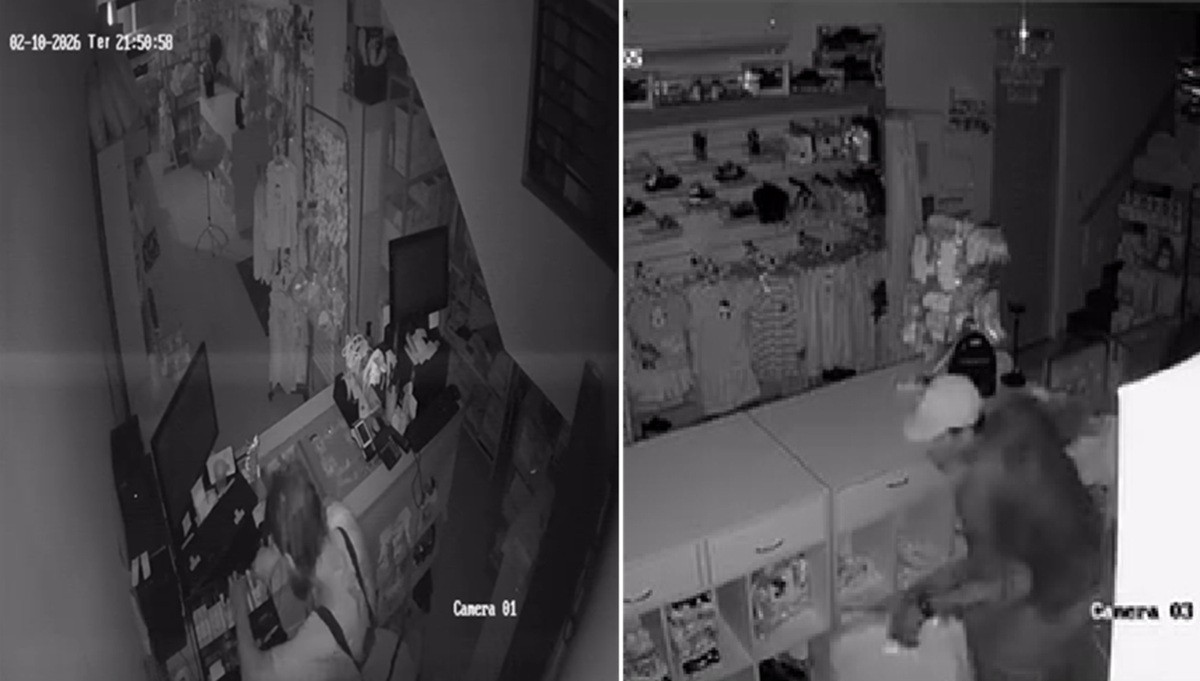 Dois bandidos diferentes invadem loja na mesma madrugada em Campos; já sem dinheiro no caixa, o segundo leva mercadorias