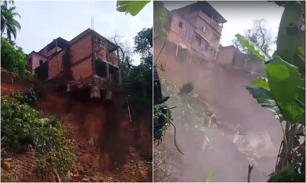 Casa desaba após barranco ceder na Zona Norte de Manaus