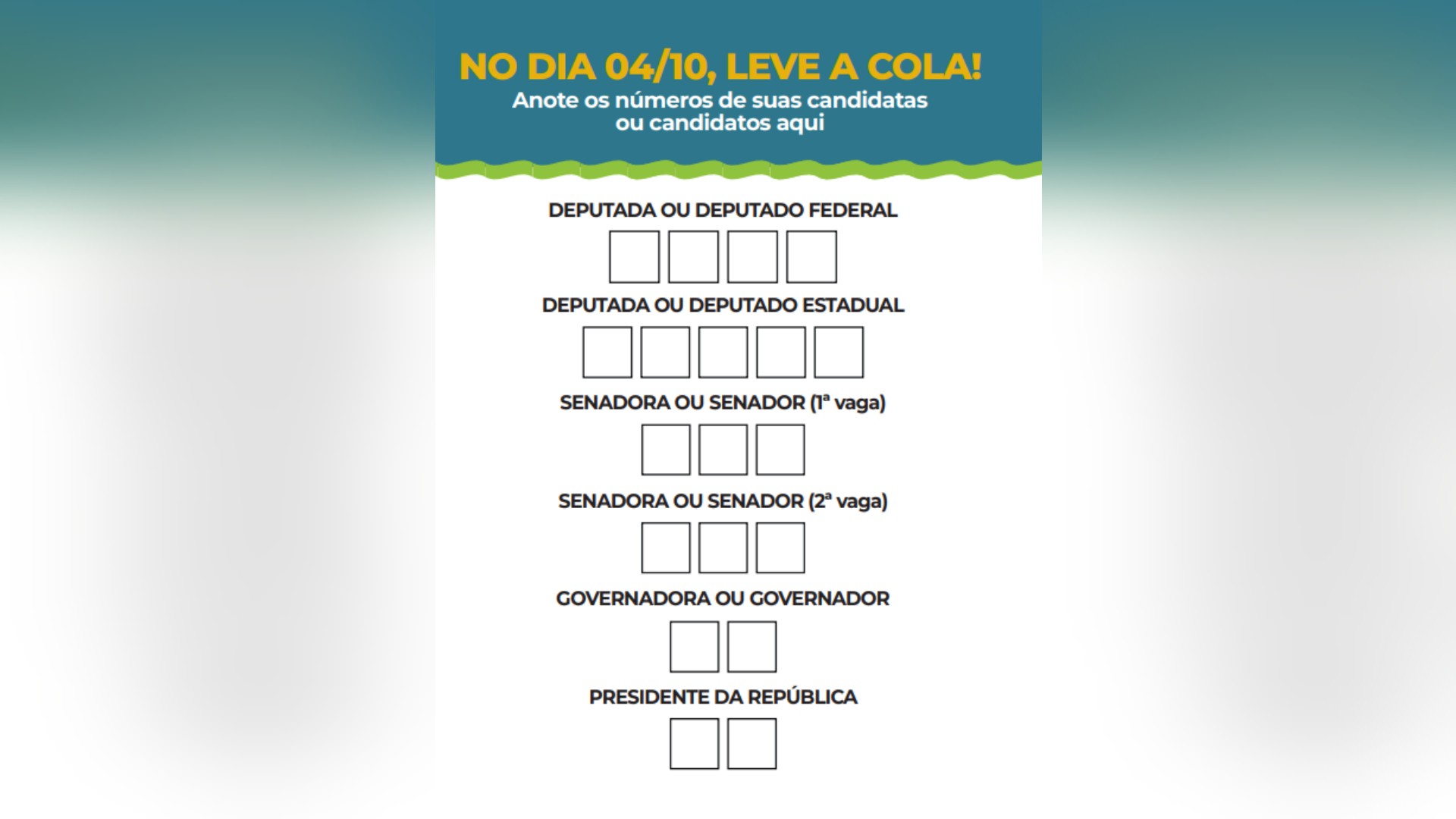 Ordem de votação e dicas para as eleições: baixe sua 'colinha'!