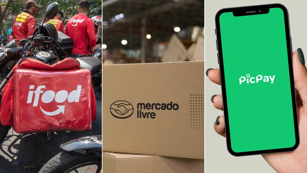 iFood, Mercado Livre e PicPay — Foto: Celso Tavares/g1; Divulgação; Divulgação