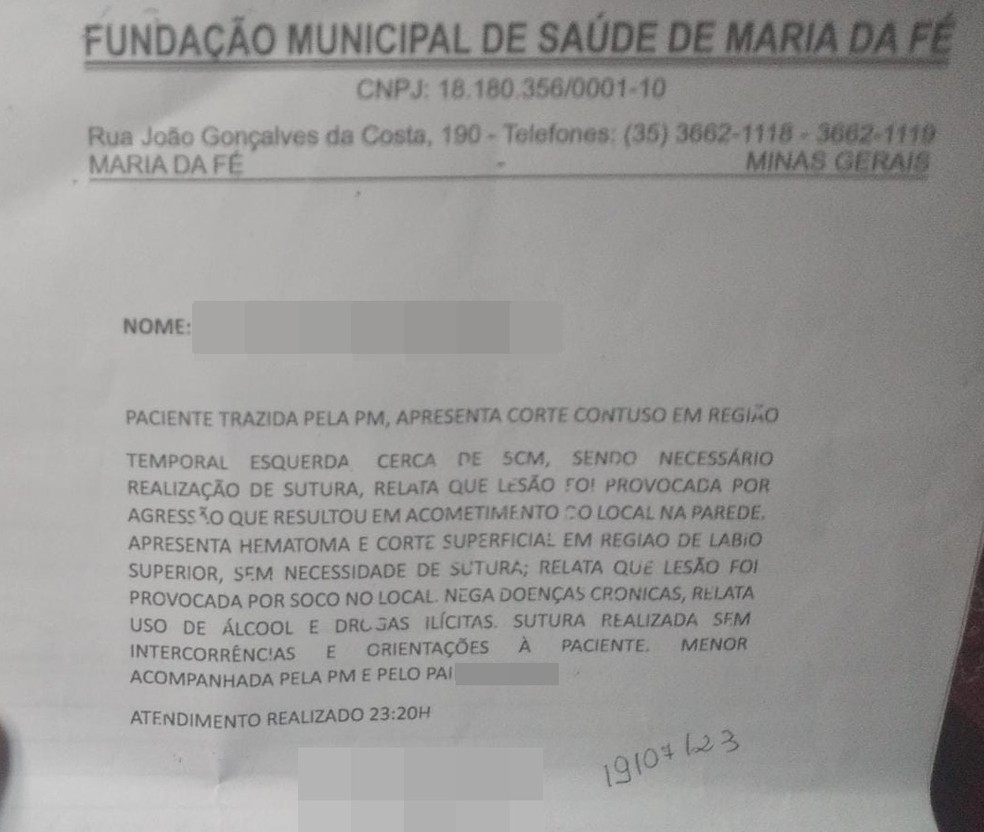 Polícia investiga agressão de militares à adolescente de 15 anos em Maria da Fé, MG — Foto: Arquivo pessoal