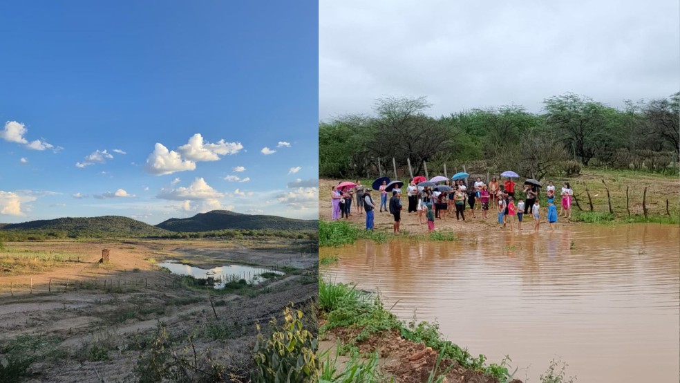 Após dois anos anos de seca em barragem, moradores fazem procissão em agradecimento as chuvas no PI — Foto: Reprodução/Arquivo pessoal