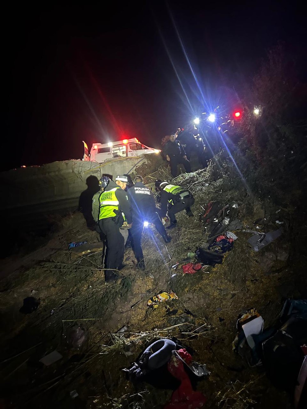 Guarda Nacional foi acionada para atender acidente de ônibus no México — Foto: Guarda Nacional do México/Divulgação