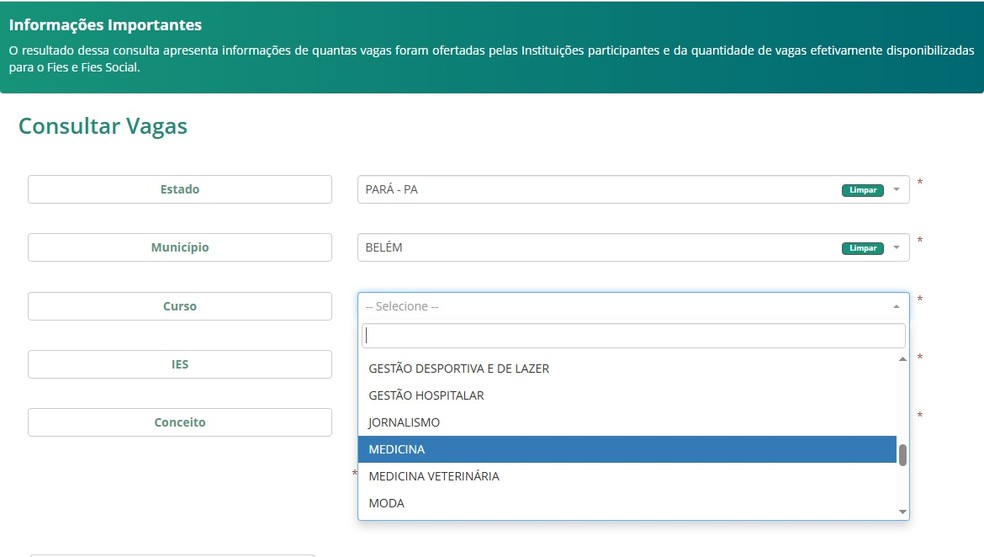 Fies do 2º semestre de 2025 oferta 3.113 vagas no Pará — Foto: Fies/Reprodução