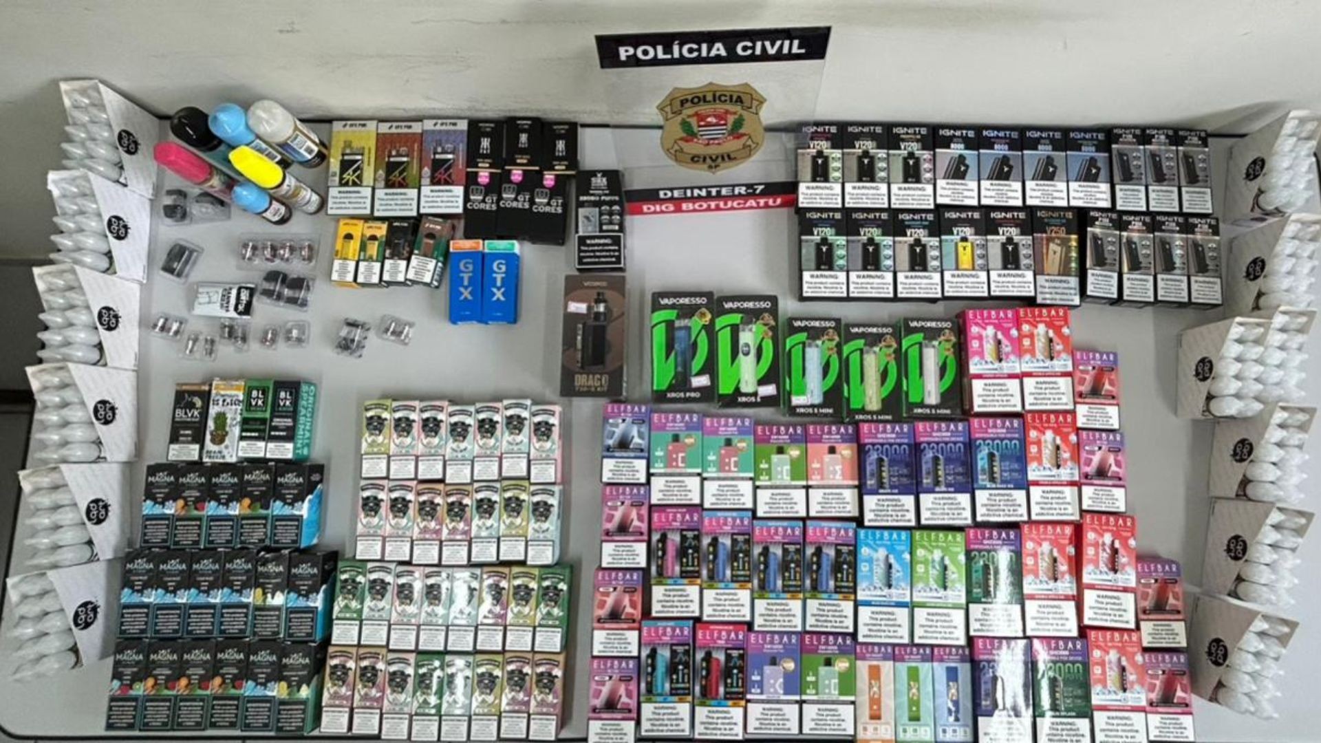 Dupla é presa em flagrante com mercadoria de cigarros eletrônicos avaliada em R$ 22 mil no interior de SP
