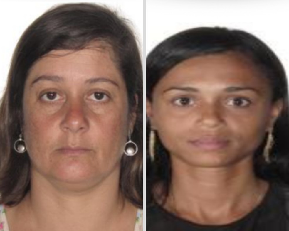 Elis Regina da Rocha Fernandes, de 53 anos e Rúbia Cássia Silva Santos de Souza de 31 anos são procuradas por homicídio. — Foto: Reprodução/Disque-denúncia (181)