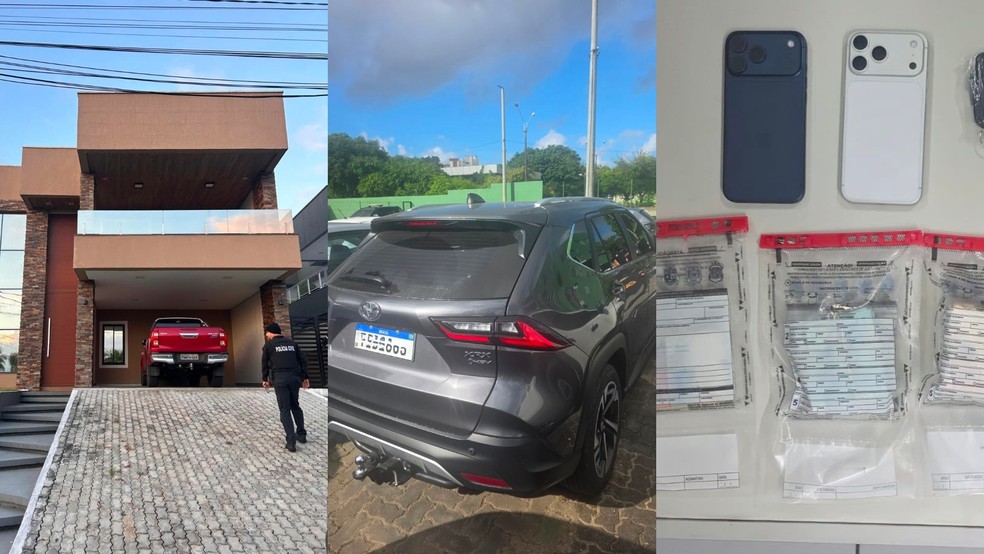 Dois veículos, aparelhos celulares e cerca de R$ 18 mil em espécie foram apreendidos com o casal. — Foto: Polícia Civil/Reprodução