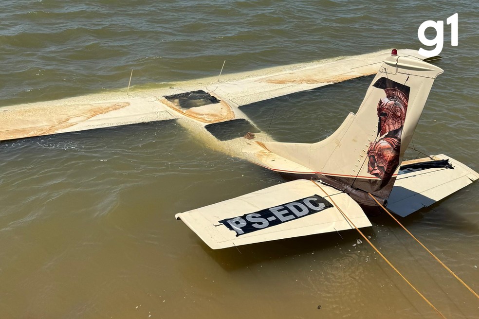 Conforme o boletim de ocorrência, o avião tem indício de adulteração — Foto: Polícia Militar