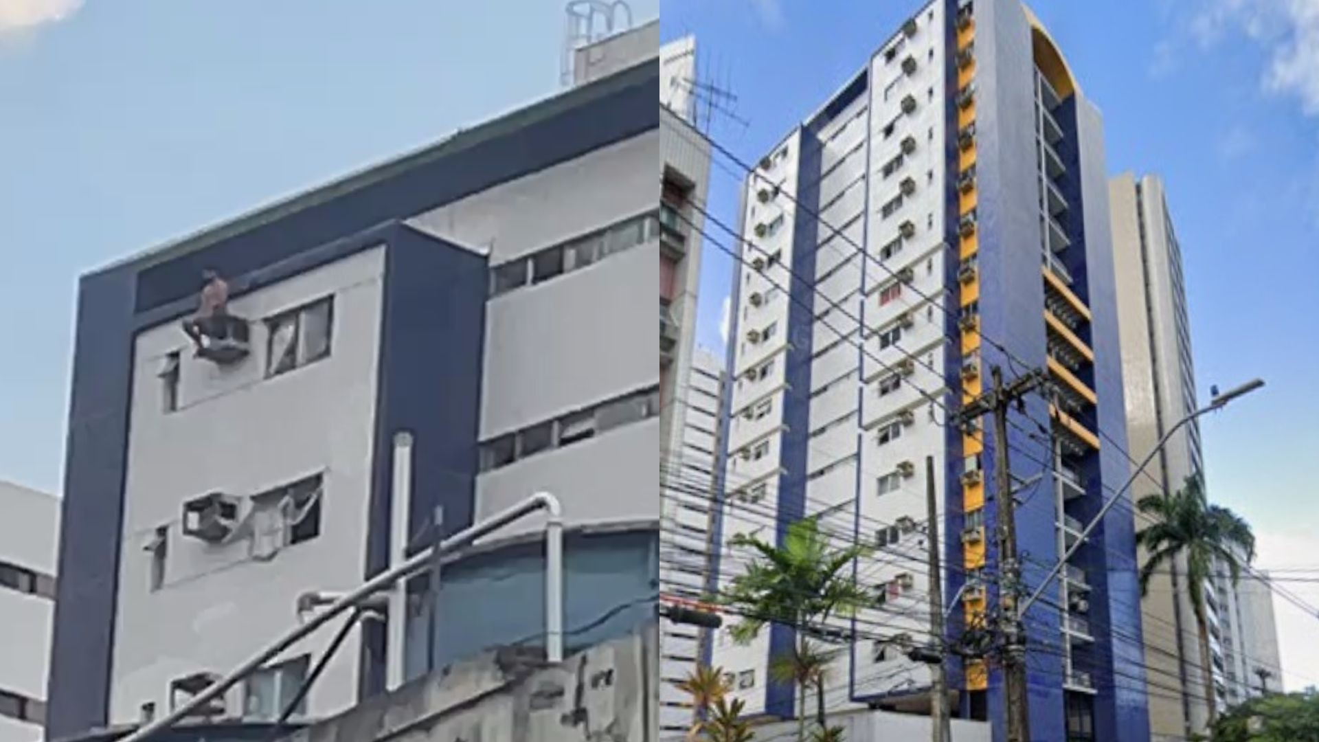 Após ameaçar companheira, homem sobe em caixa de ar-condicionado no 12º andar e é autuado pela polícia; VÍDEO