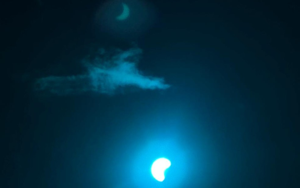 Eclipse em Santa Bárbara — Foto: Reprodução/Juliana Rocha
