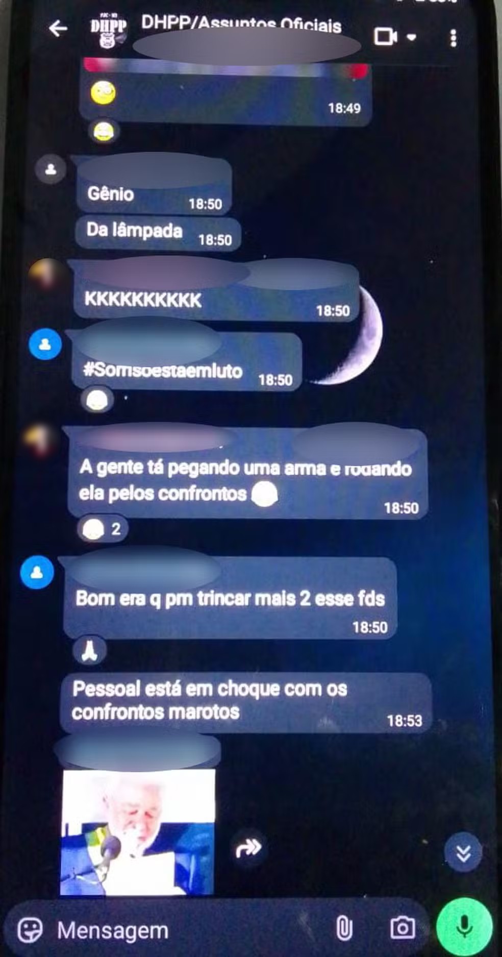 Print mostra conversa para plantar suposta arma em confronto em MT — Foto: Reprodução